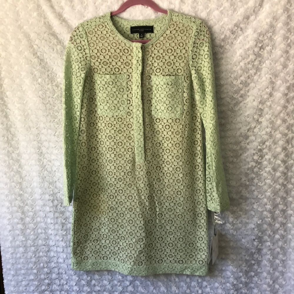Victoria Beckham for Target Mint Green Long Sleeve Lace Dress